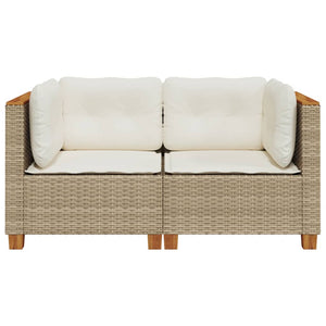 Divani Angolari da Giardino con Cuscini 2pz Polyrattan Beige 365916