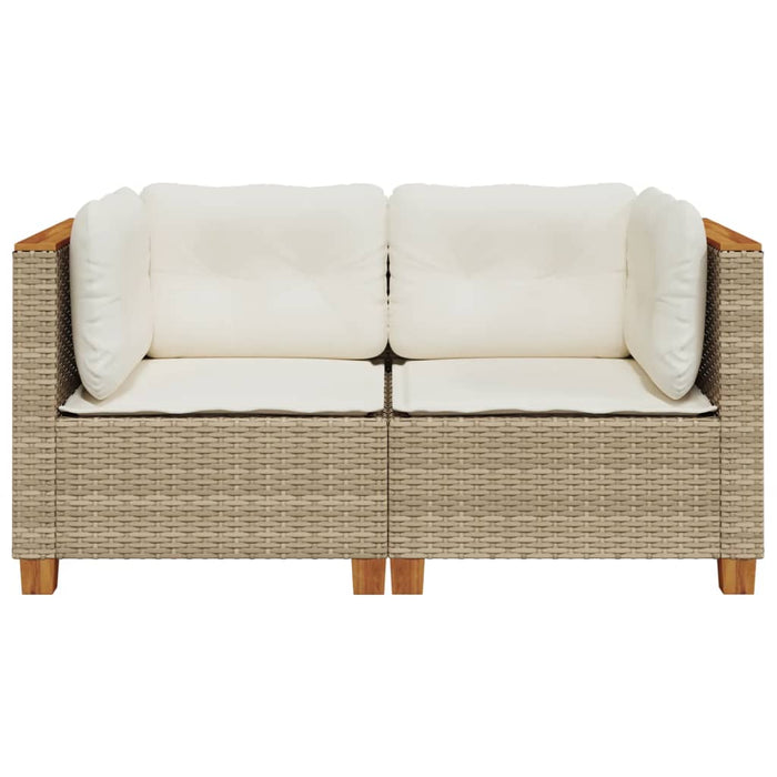 Divani Angolari da Giardino con Cuscini 2pz Polyrattan Beige 365916