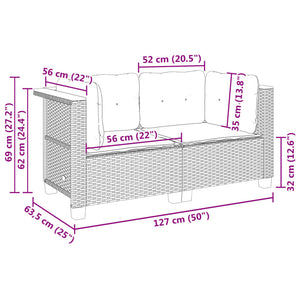 Divani Angolari da Giardino con Cuscini 2pz Polyrattan Beige 365916