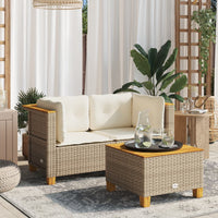 Divani Angolari da Giardino con Cuscini 2pz Polyrattan Beige 365916