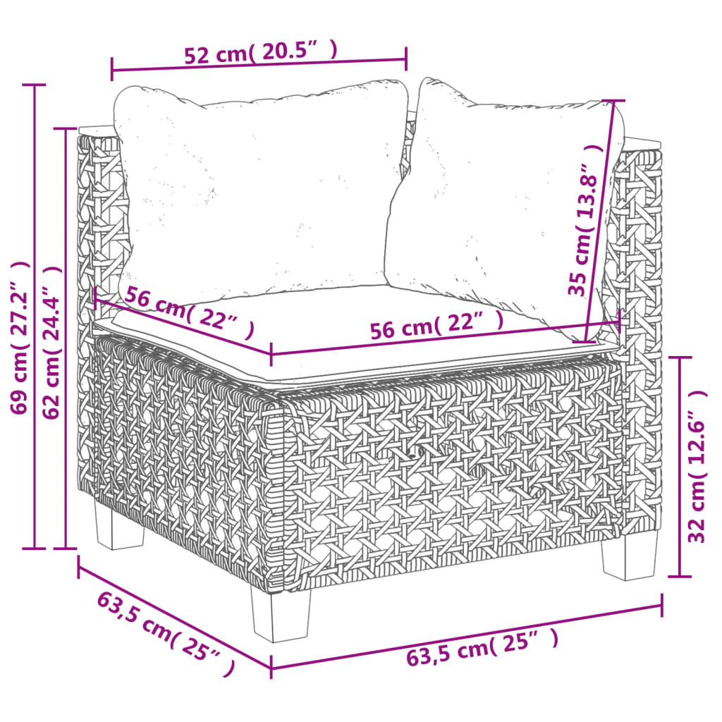 Divano Angolare da Giardino con Cuscini Nero in Polyrattan 365923