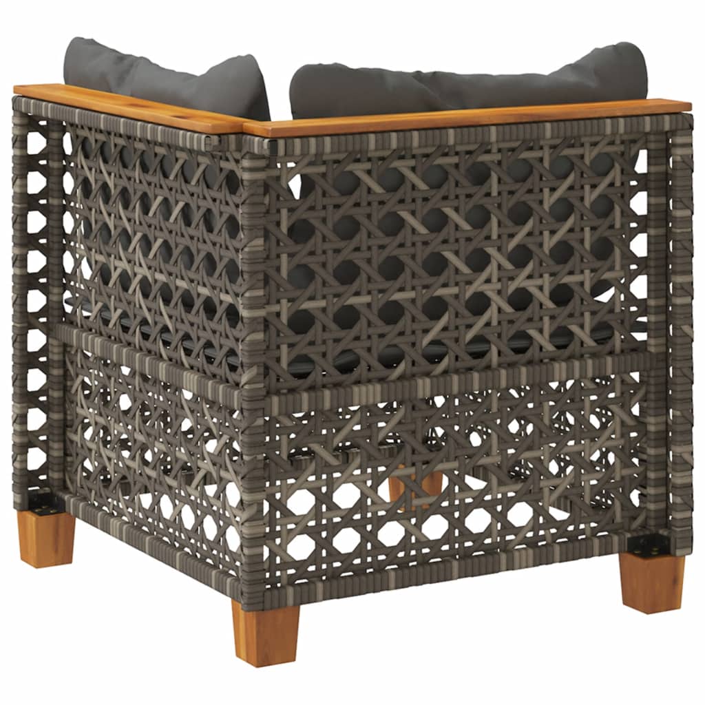 Divano Angolare da Giardino con Cuscini Grigio in Polyrattan 365924