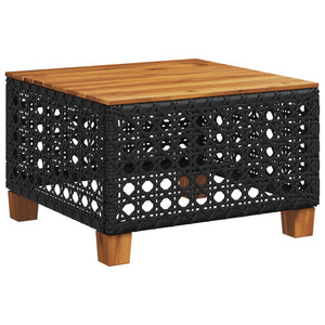 Tavolo da Giardino Nero 55x55x36cm in Polyrattan e Legno Acacia 365929