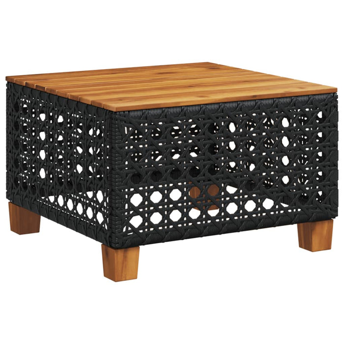 Tavolo da Giardino Nero 55x55x36cm in Polyrattan e Legno Acacia 365929