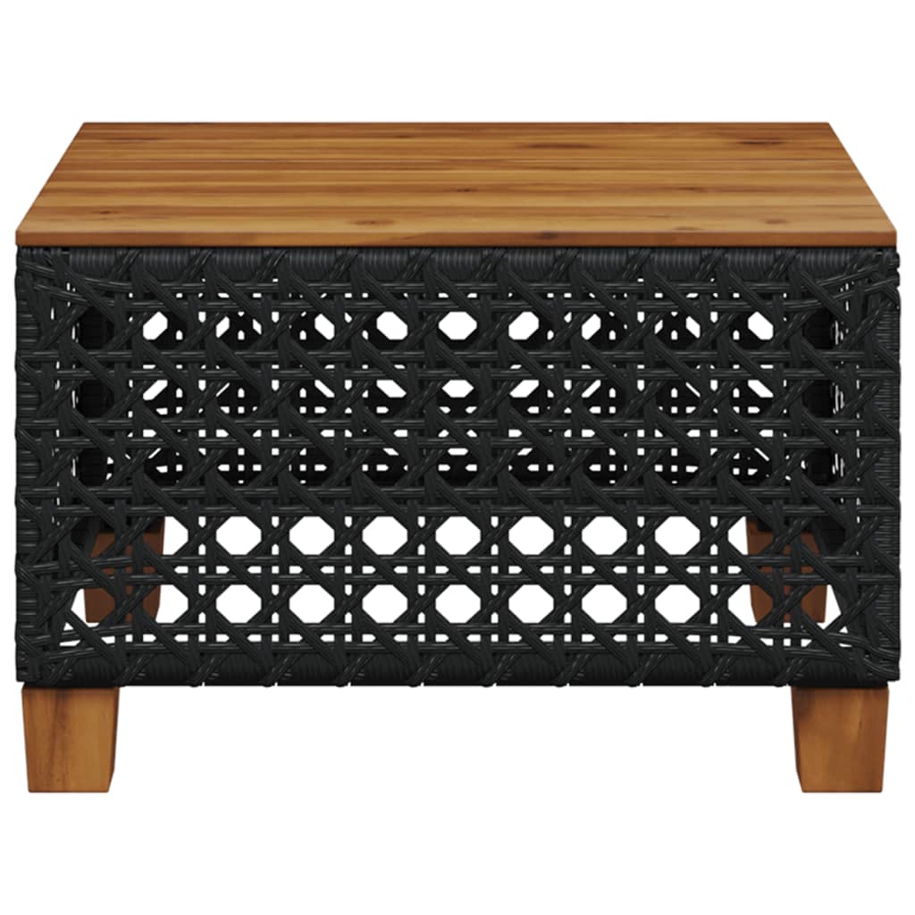 Tavolo da Giardino Nero 55x55x36cm in Polyrattan e Legno Acacia 365929