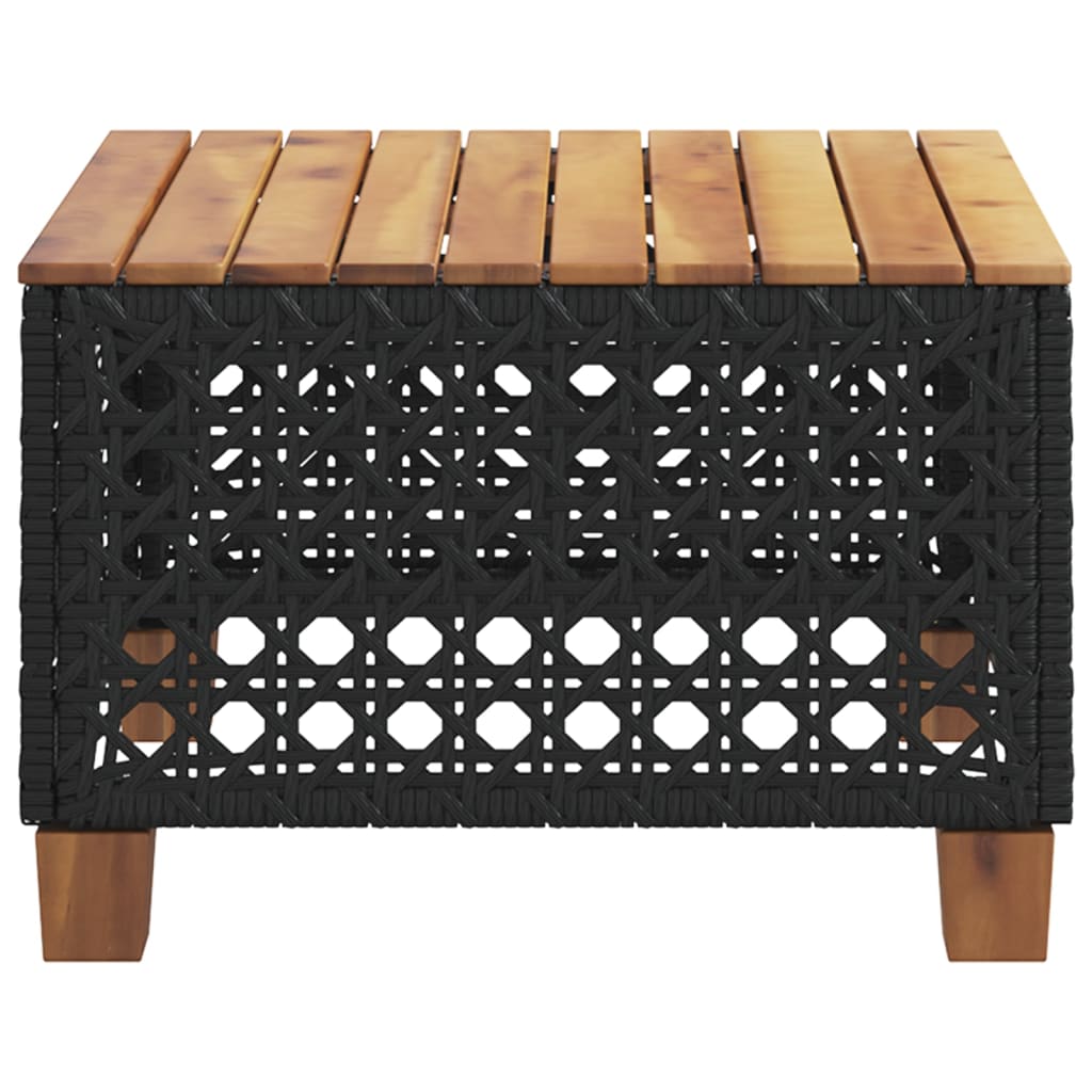 Tavolo da Giardino Nero 55x55x36cm in Polyrattan e Legno Acacia 365929