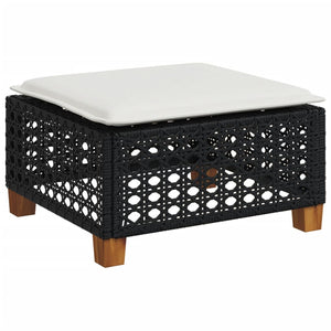 Sgabello Giardino con Cuscino Nero 63,5x56x32 cm in Polyrattan 365932