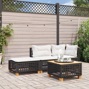 Sgabello Giardino con Cuscino Nero 63,5x56x32 cm in Polyrattancod mxl 116920