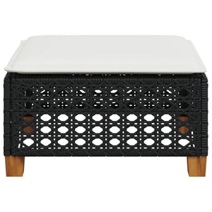 Sgabello Giardino con Cuscino Nero 63,5x56x32 cm in Polyrattan 365932