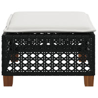 Sgabello Giardino con Cuscino Nero 63,5x56x32 cm in Polyrattan 365932