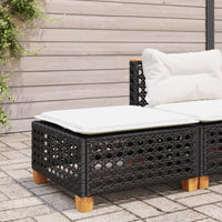 Sgabello Giardino con Cuscino Nero 63,5x56x32 cm in Polyrattan 365932