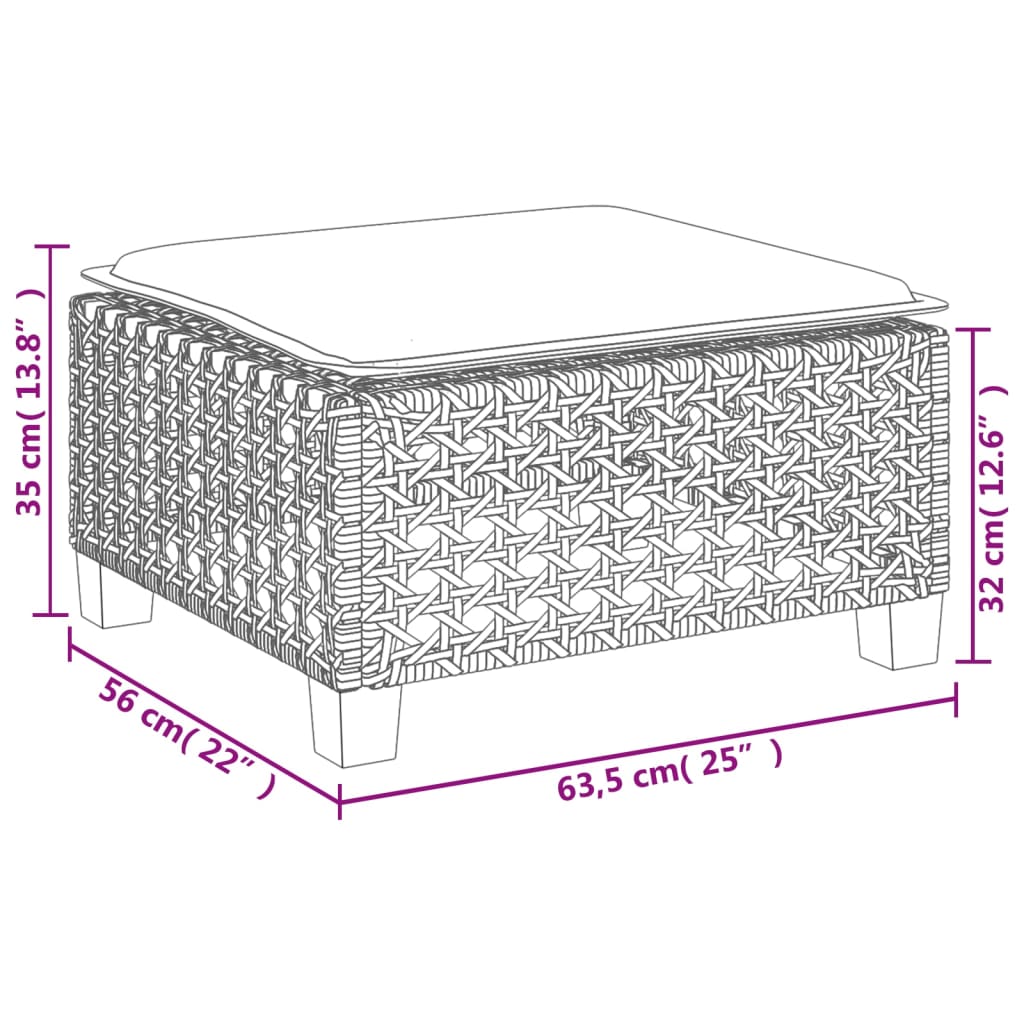 Sgabello Giardino con Cuscino Grigio 63,5x56x32cm in Polyrattan 365933