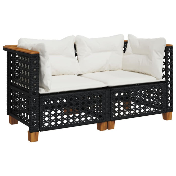 Divani Angolari da Giardino con Cuscini 2pz Polyrattan Nero 365935