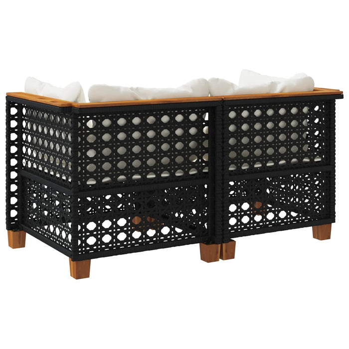 Divani Angolari da Giardino con Cuscini 2pz Polyrattan Nero 365935