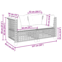 Divani Angolari da Giardino con Cuscini 2pz Polyrattan Nero 365935