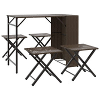 Set da Pranzo da Giardino Pieghevole 5 pz Marrone in Polyrattan 365945