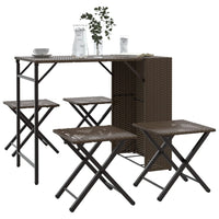 Set da Pranzo da Giardino Pieghevole 5 pz Marrone in Polyrattan 365945