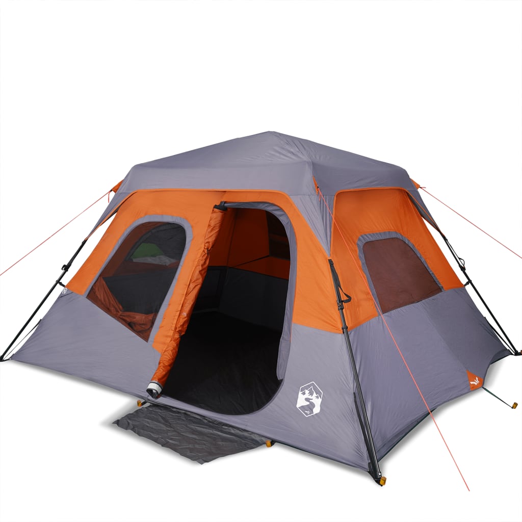 Tenda da Campeggio 6 Persone Grigia e Arancione 344x282x192 cm 94297