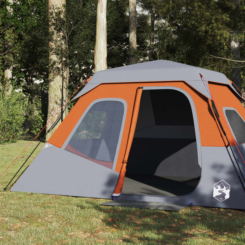 Tenda da Campeggio 6 Persone Grigia e Arancione 344x282x192 cm 94297