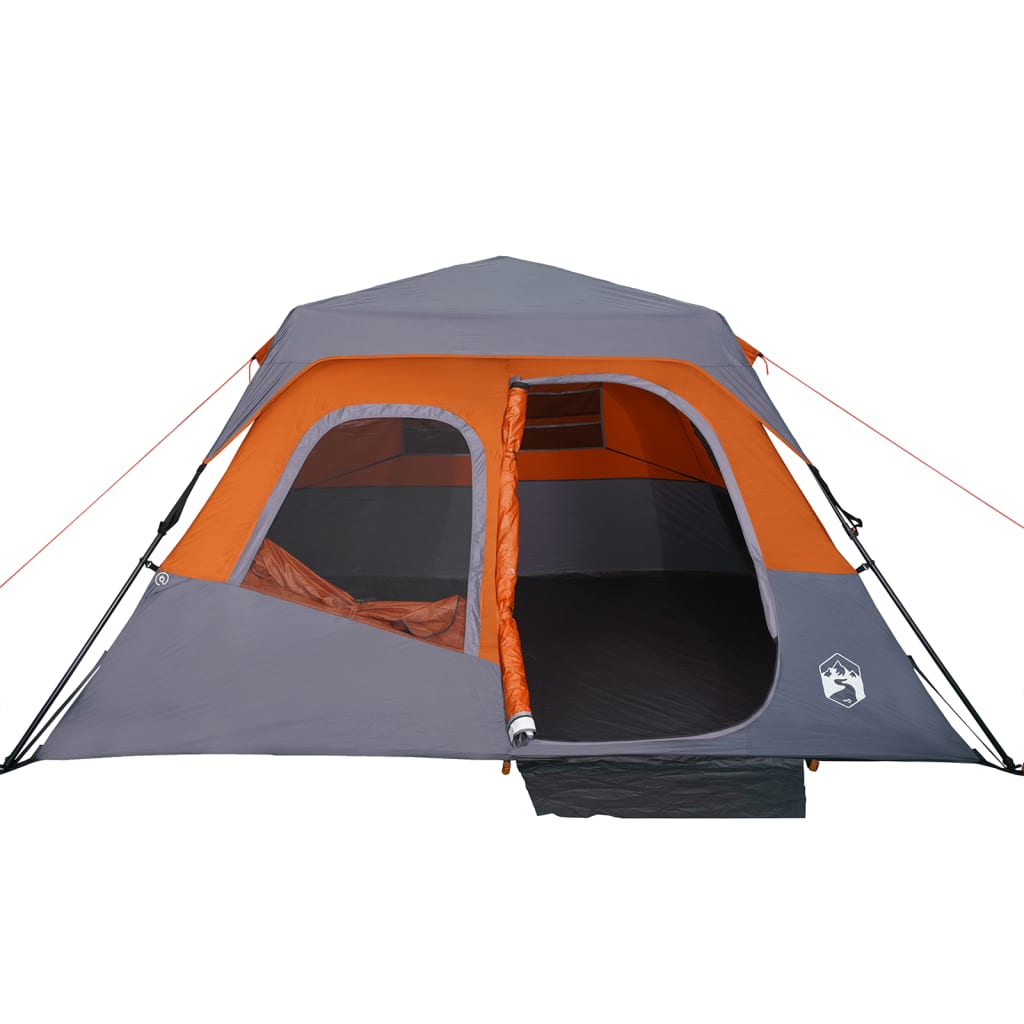 Tenda da Campeggio 6 Persone Grigia e Arancione 344x282x192 cm 94297