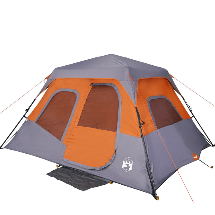 Tenda da Campeggio 6 Persone Grigia e Arancione 344x282x192 cm 94297