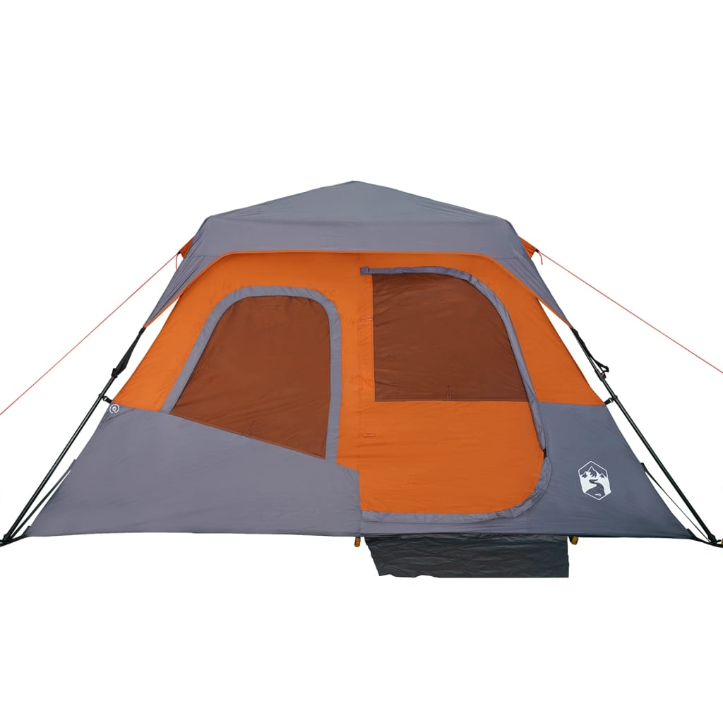 Tenda da Campeggio 6 Persone Grigia e Arancione 344x282x192 cm 94297