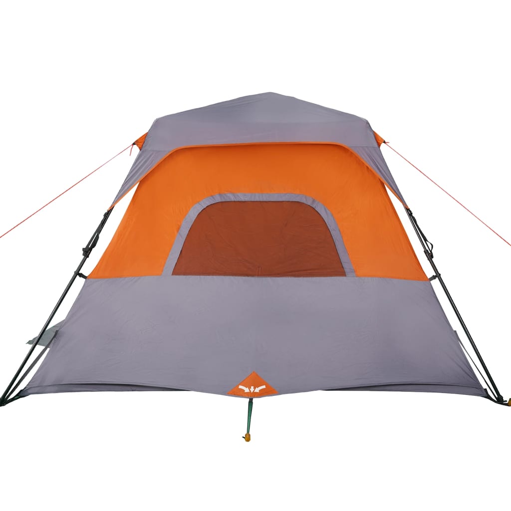 Tenda da Campeggio 6 Persone Grigia e Arancione 344x282x192 cm 94297