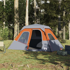 Tenda da Campeggio 6 Persone Grigia e Arancione 344x282x192 cm 94297