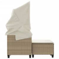 Divano Giardino 2 Posti Baldacchino e Sgabelli Beige Polyrattan 365784