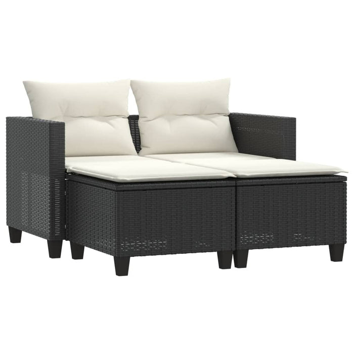 Divano da Giardino 2 Posti con Sgabelli Nero in Polyrattancod mxl 113481