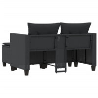 Divano da Giardino 2 Posti con Sgabelli Nero in Polyrattan 365791