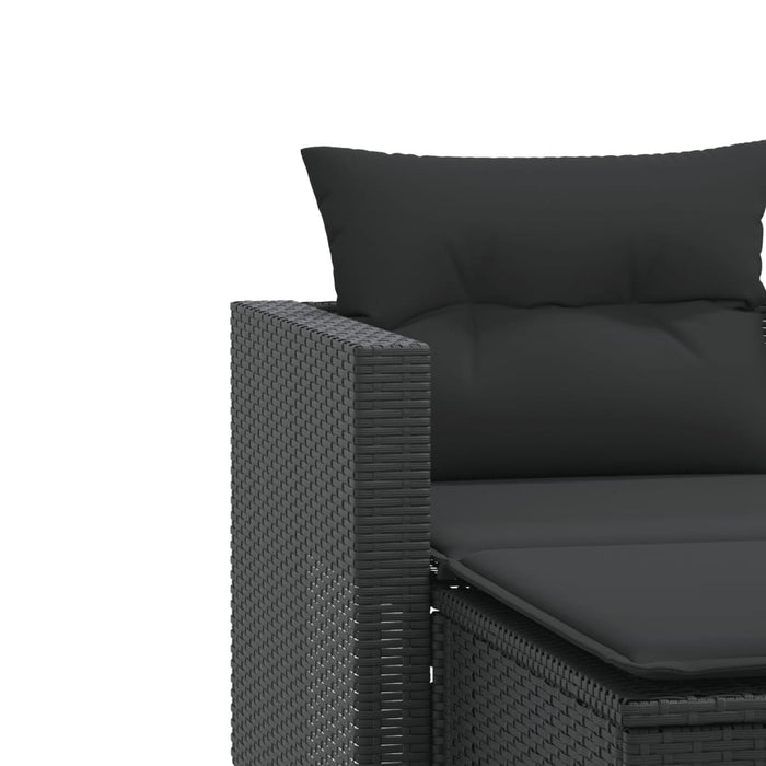 Divano da Giardino 2 Posti con Sgabelli Nero in Polyrattan 365791