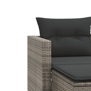 Divano da Giardino 2 Posti con Sgabelli Grigio in Polyrattan 365793