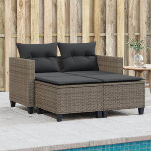 Divano da Giardino 2 Posti con Sgabelli Grigio in Polyrattancod mxl 89495