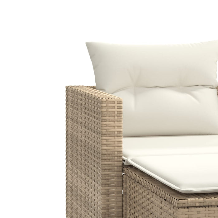 Divano da Giardino 2 Posti con Sgabelli Beige in Polyrattan 365794