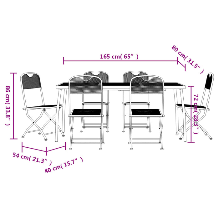 Set da Pranzo da Giardino 7pz Antracite in Rete Metallica 3211814