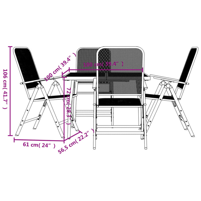 Set da Pranzo da Giardino 5pz Antracite in Rete Metallica 3211819