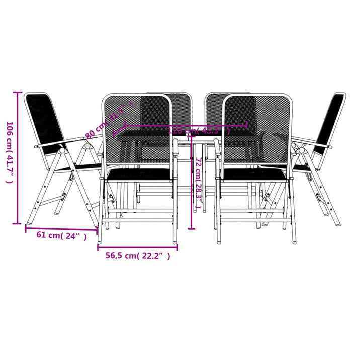 Set da Pranzo da Giardino 7pz Antracite in Rete Metallica 3211821