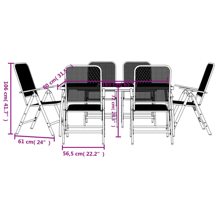 Set da Pranzo da Giardino 7pz Antracite in Rete Metallica 3211822