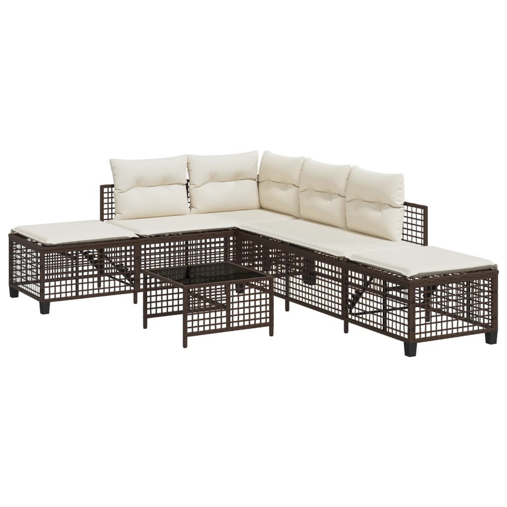 Set Divani ad Angolo 3 pz con Cuscini in Polyrattan Marrone 365445