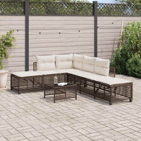 Set Divani ad Angolo 3 pz con Cuscini in Polyrattan Marrone 365445