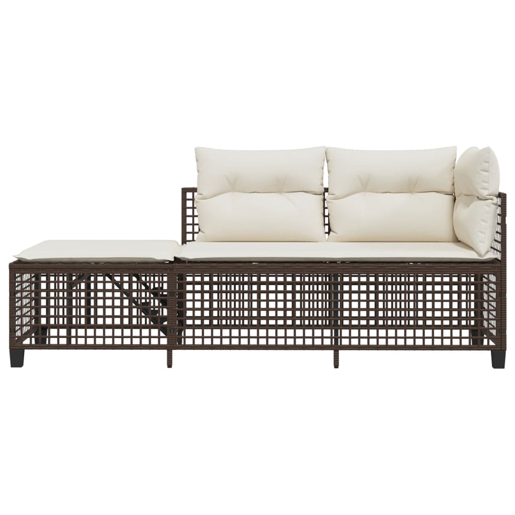 Set Divani ad Angolo 3 pz con Cuscini in Polyrattan Marrone 365445