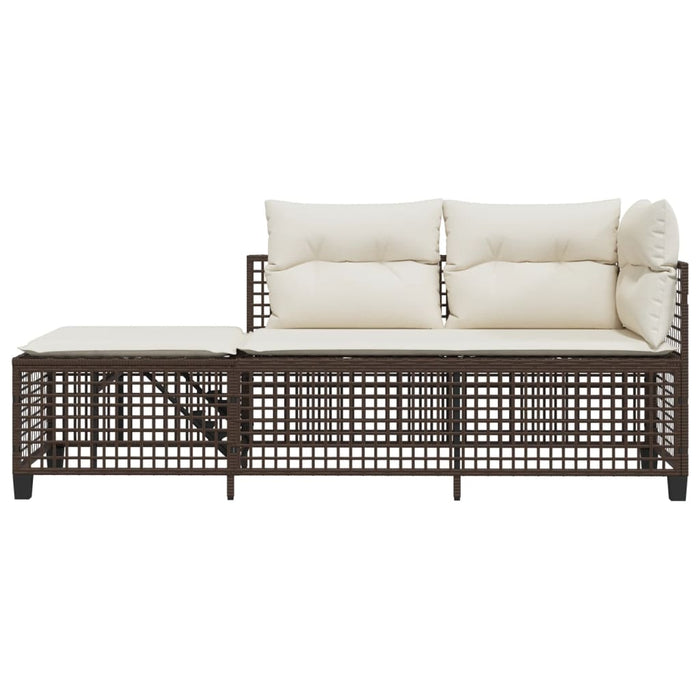 Set Divani ad Angolo 3 pz con Cuscini in Polyrattan Marrone 365445