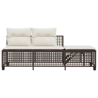 Set Divani ad Angolo 3 pz con Cuscini in Polyrattan Marrone 365445