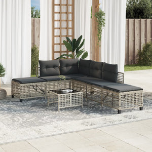 Divani da Giardino ad Angolo 3 pz Cuscini Grigio in Polyrattan 365449