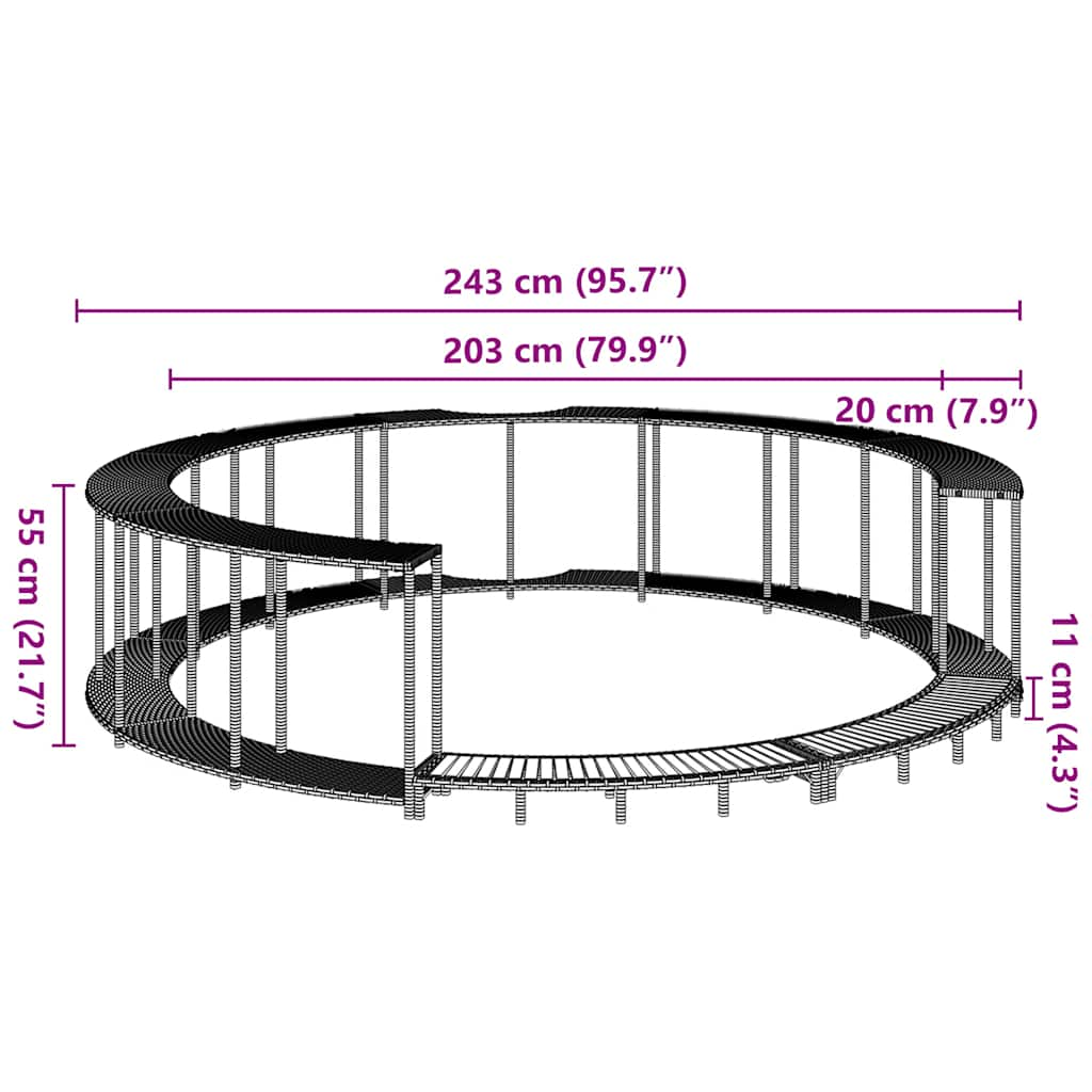 Bordo per Vasca da Spa con Portaoggetti&Gradino Polyrattan Nero 365610