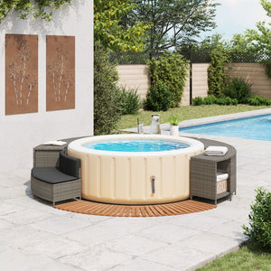 Bordo per Spa Grigio in Polyrattan e Legno Massello di Acacia 365615