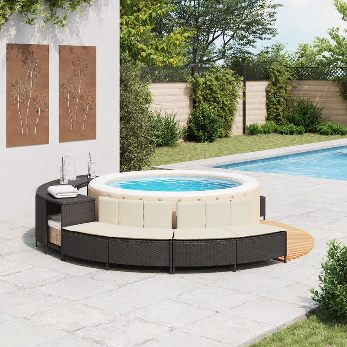 Panche Vasca Idromassaggio con Cuscini 2pz in Polyrattan Nero 365618