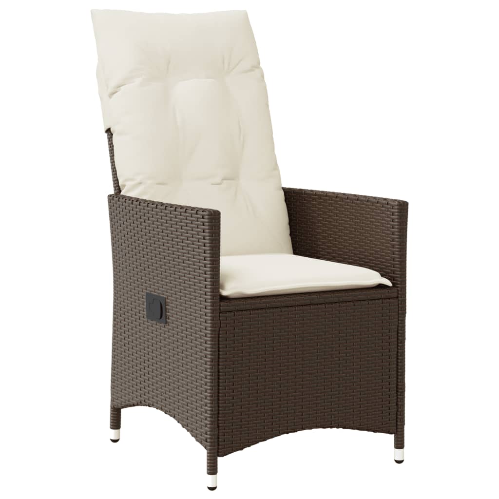 Sedia Reclinabile da Giardino con Cuscini Marrone in Polyrattan 365639