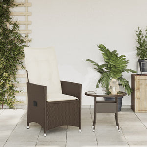 Sedia Reclinabile da Giardino con Cuscini Marrone in Polyrattan 365639